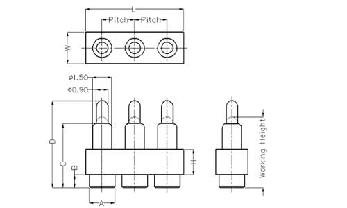 3Pin Pogo Pin連接器 平底式 圖紙